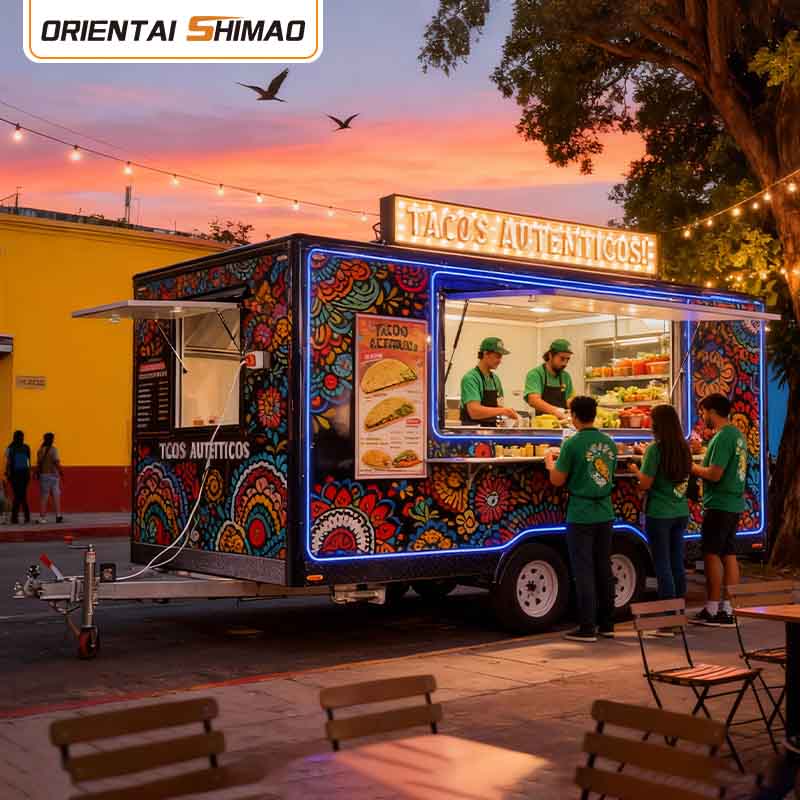 移動式ケータリング トレーラー ストリート フード ホットドッグ カート 完全装備の食品トレーラー フード トラック